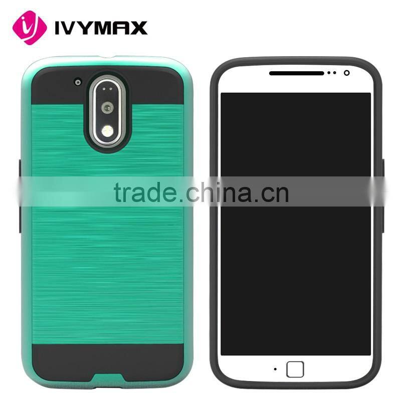 IVYMAX Top quality mobile phone accessories hard brushed metal PC armor case for MOT G4