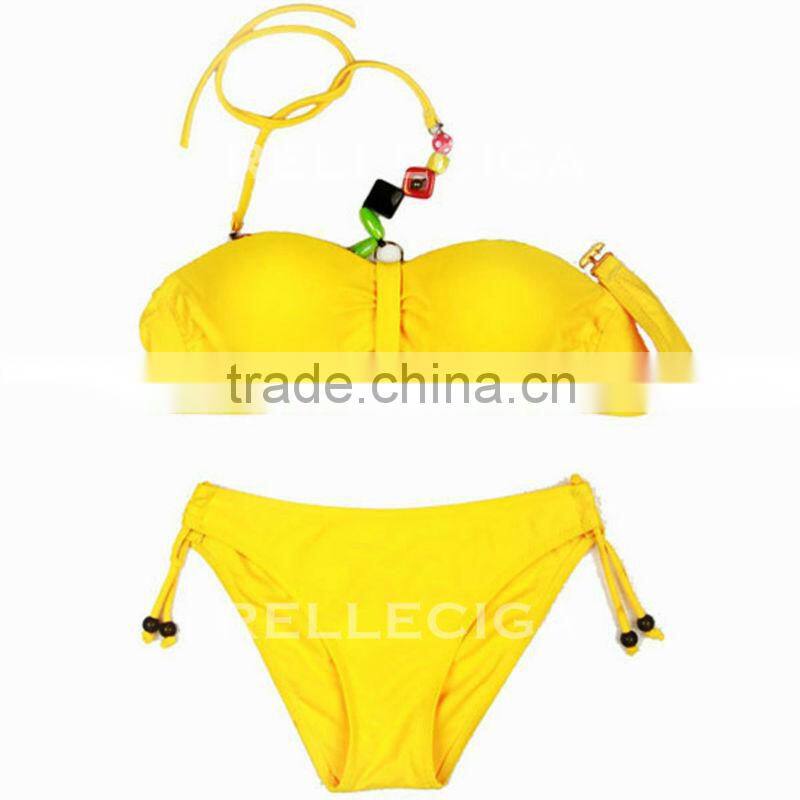 In stock! RELLECIGA Jungle Jewel Fashion Bandeau Bikini Swimwear - Classic Solid Purple with 1/2 Mild Push-up Cup