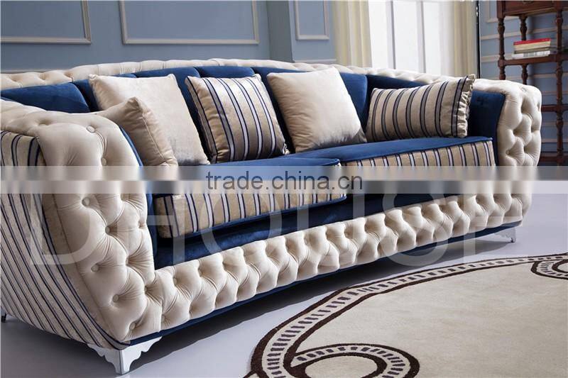 High quality post modern living room furniture sofa with crystal buttons/Chesterfield leather/fabric sofa AL044