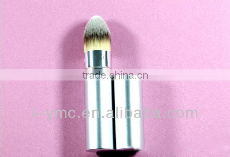 sliver aluminum handle retractable brush foundation blush brush makeup cosmetic brushes