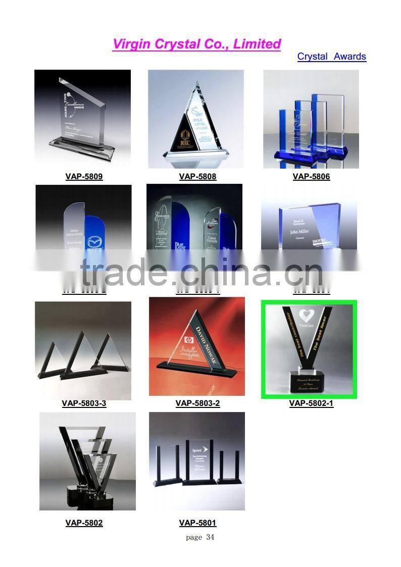 Blank Mixed Colored Crystal Plaque Awards for Novelty Gift