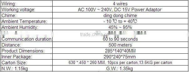 5 tft lcd digital color video door phone, 4-wired door bell kit, video door phone kit