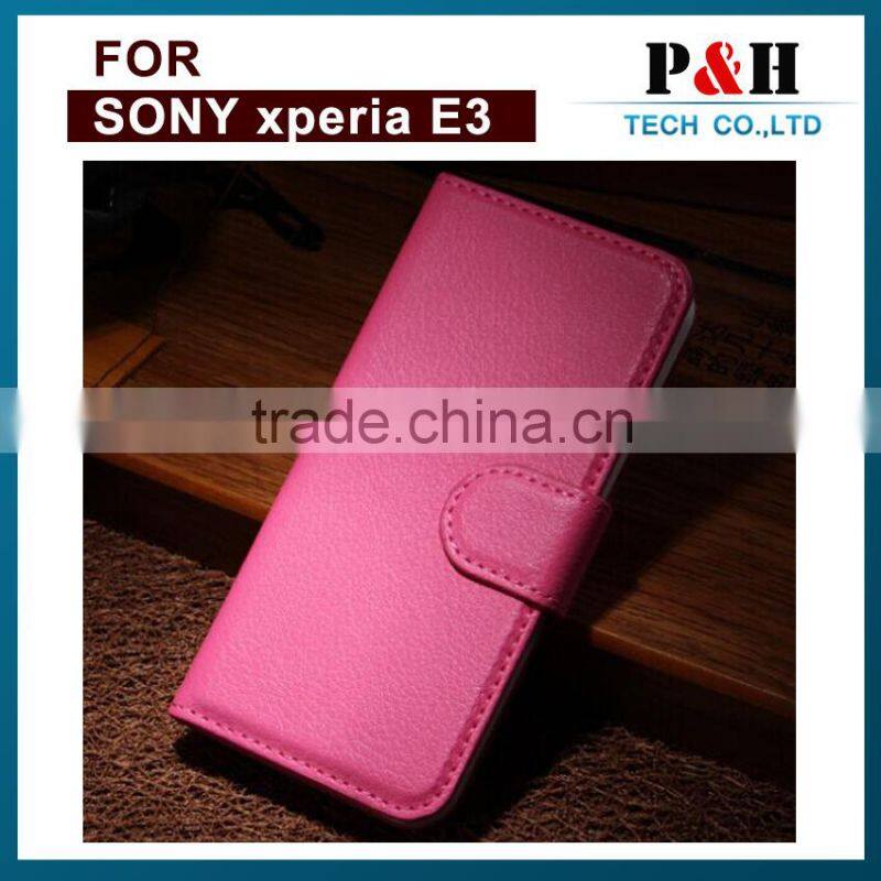 2015 Black Slim Black Hard Cover Flip Mobile Phone Case For Sony Xperia e3