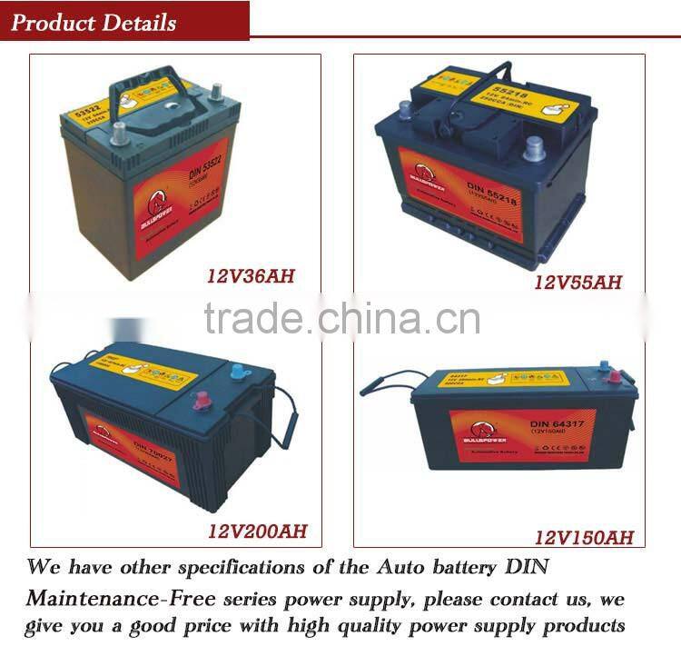 High quality Car battery 56420 DIN Standard mf 68ah 12v 75d23l car battery