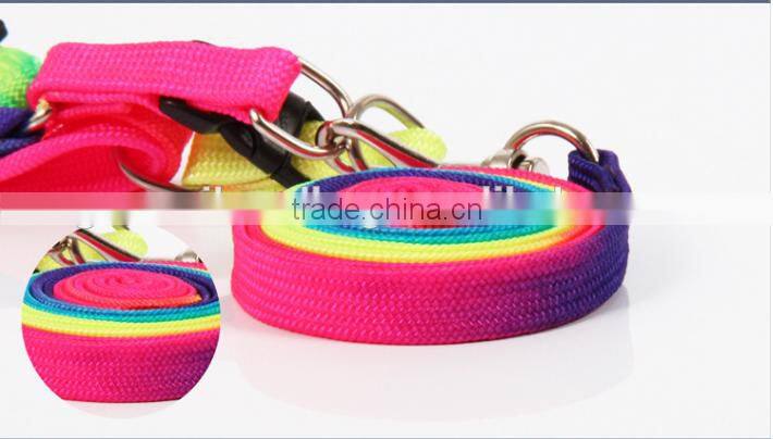 Factory Price Rainbow Nylon Leash and chest For Small/large Dogs;nylon material dog leash and dog chest