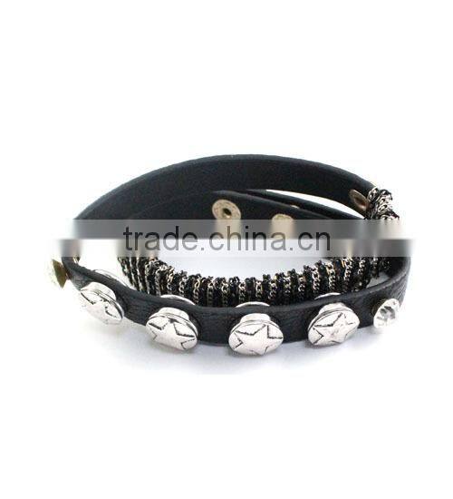 2015 PU DIY Button Chain Wrap Bracelet .Star Button