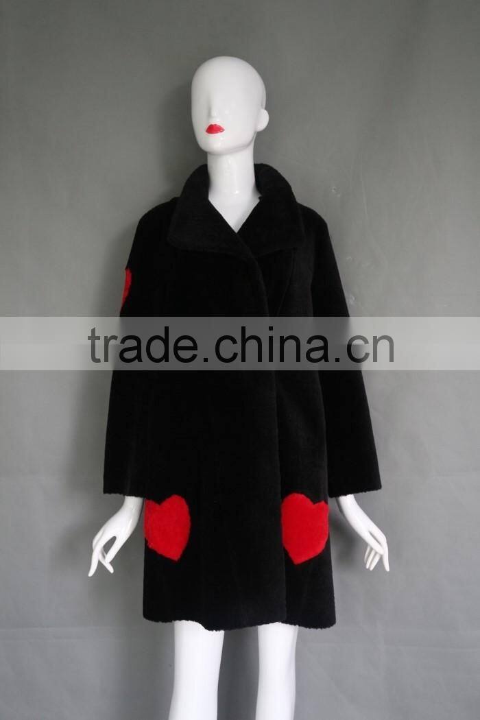 Factory direct wholesale fashion ladys wool lamb sheared leather fur jacket