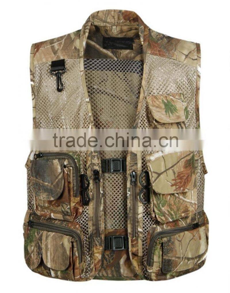 Men's Mesh Breathable Camouflage Journalist Photographer Fishing Vest Waistcoat