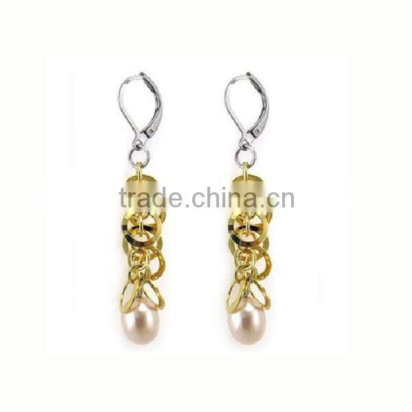 Crystal ball stainless steel cross hoop earrings long dangle women's fashion earrings factory price (LE2466)
