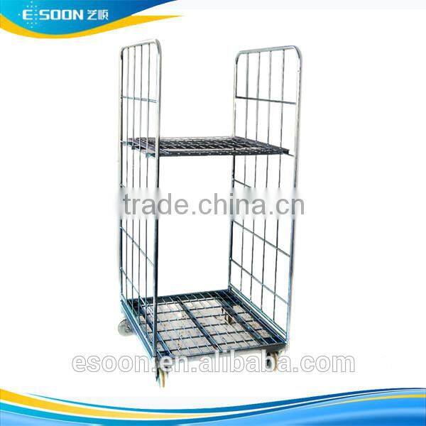 2-Side Folding mesh Warehouse Roll Trolley