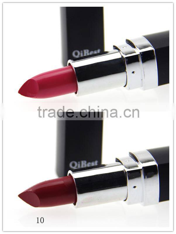 Fashion 12 color matte lipstick black tube purle red pink color longlasting waterproof lipstick