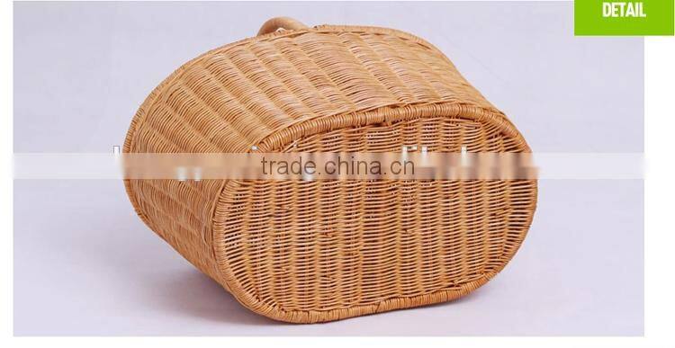 Natural rattan woven fruits picnic basket with cover