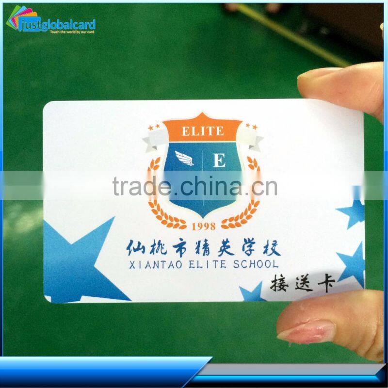 China manufacture CR80 Standard Size Printed Serial Numbers barcode magnetic strip dual interface card