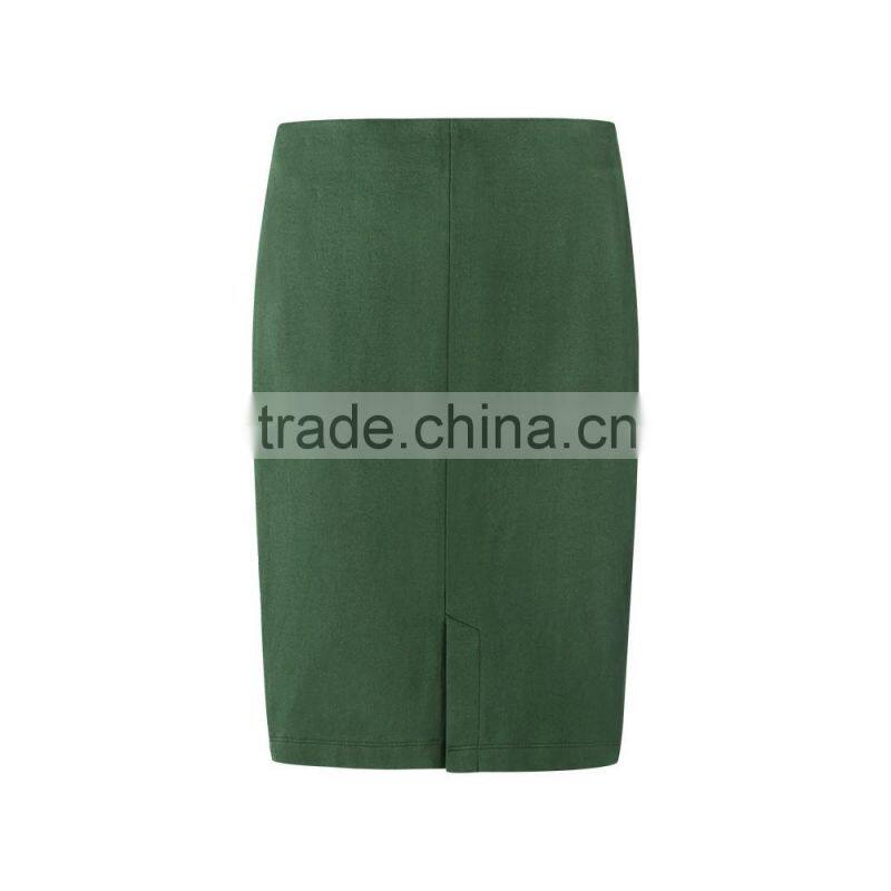 The latest autumn a word ladies dress green cotton, knee-length dress