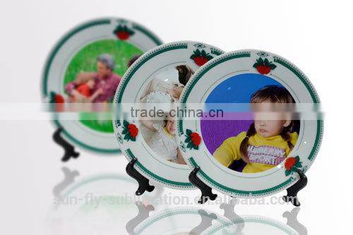 8'' Plate With Strawberry And Green Rim / Beautiful plates/ Nice printable plate/ Plate for sublimation/ Good decorated plate