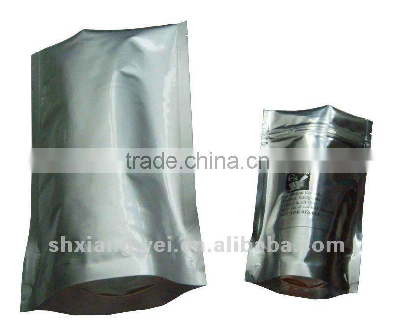 Stand up aluminum metallic zip lock bag