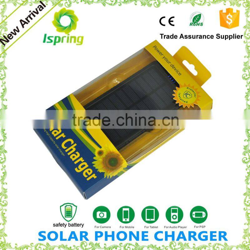 Outdoor Travel Waterproof Solar Power Bank Portable Solar 8000mah Battery For Mobile Phone Charger Power Bank