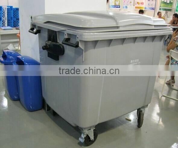 1100Litre wleelie bins in public area for garbage collections/outdoor rubbish cans with lid