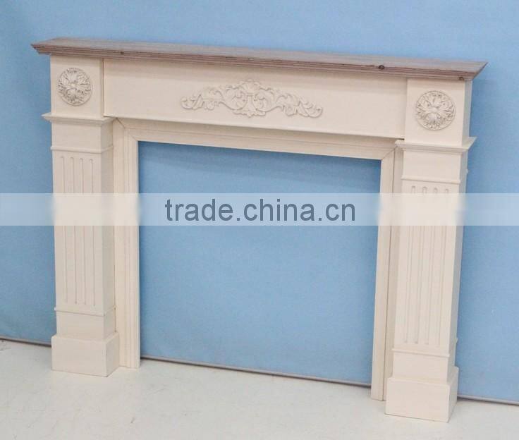 Vintage white resin wood fireplace