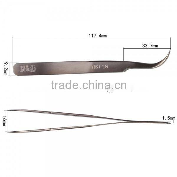 BST-158A Highly Precise Stainless Steel Curved Tweezers Tool Dark Gray