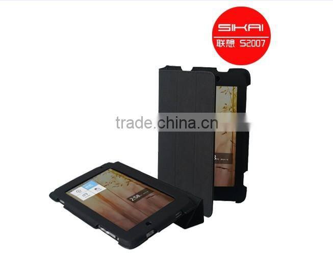 Wholesale10pc lot free shipping Premium Stand Leather Case Cover for LENOVO LePad S2007 +SCREEN GUARD