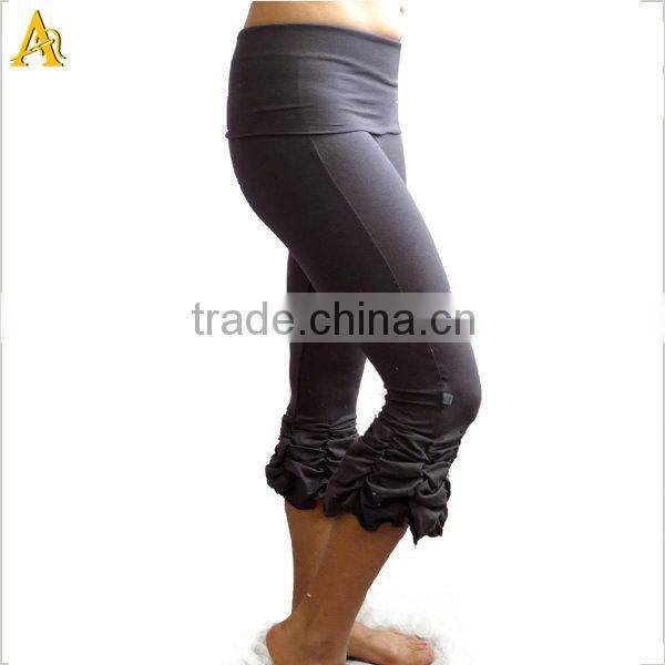 Yoga Capri Pants, cropped and ruched leg with fold over waistband - YOGINI CAPRIS - bloomers, dancewear