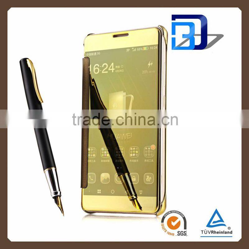 2016 luxury electroplate Clear view smart flip leather mirror case for huawei ascend mate 7 mobile accessories china supplier