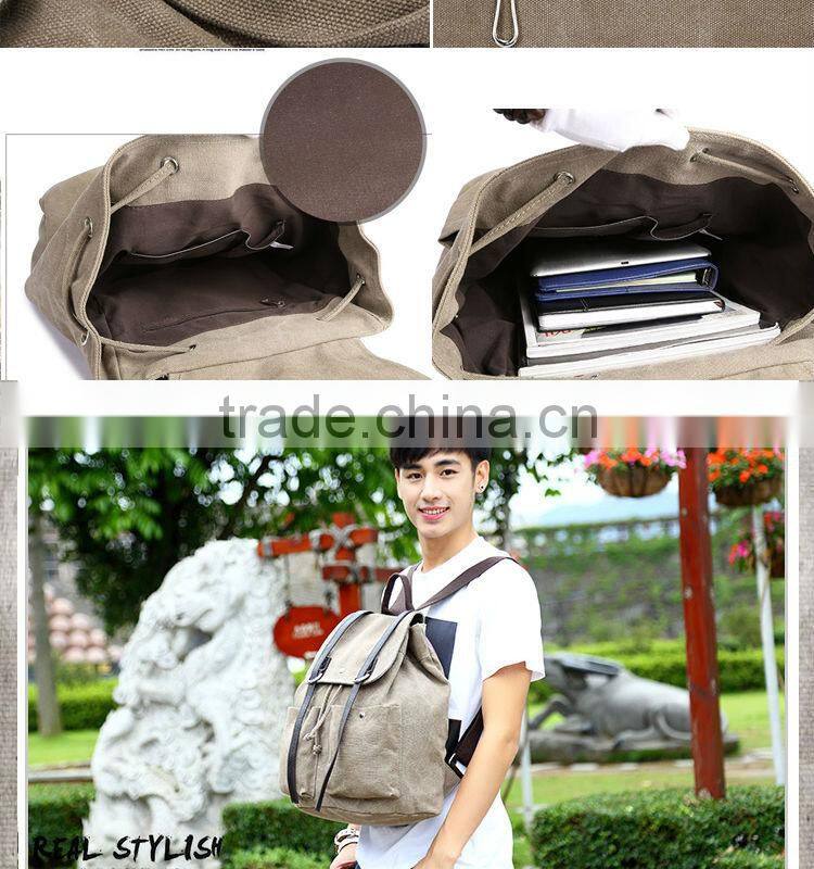 vivisecret China wholesale canvas leather backpack, fashion leisure satchel rucksack for boys