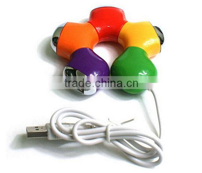 New HQ Multi Color Flower Rotatable 4 Port USB Hub High Speed Slot Hub