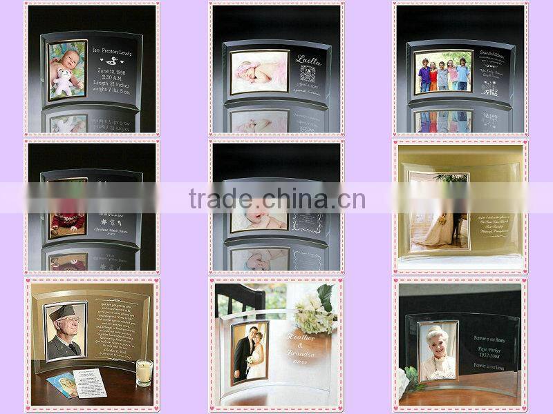Popular Etched Bridesmaid Glass Picture Frame For Wedding Souvenir
