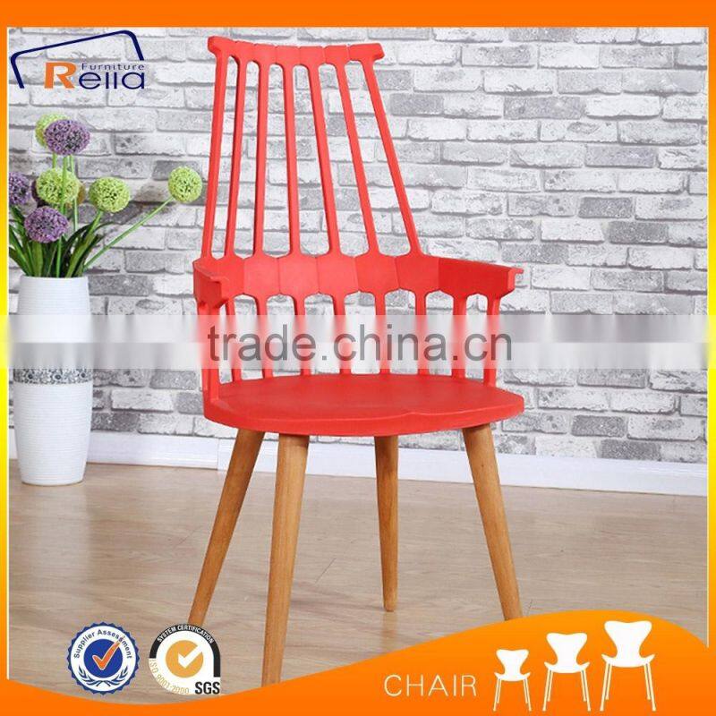 New Design Dining Room Plastic Chair With Wood Legs