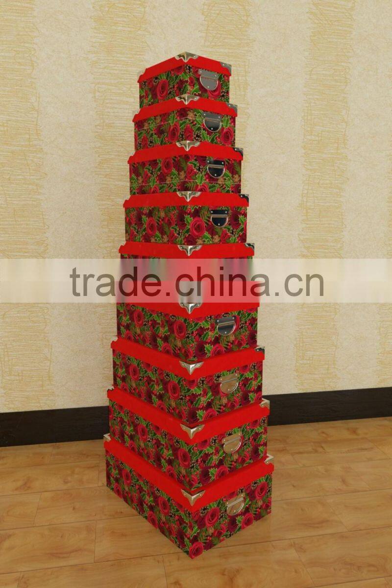 new design best quality Christmas Hard Case paper box kit iron handle