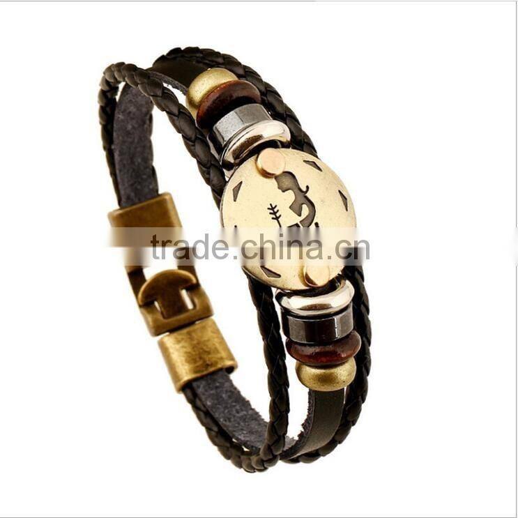 stainless steel leather wrap bracelet