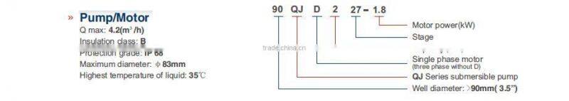 90QJ2 Cast Iron outlet italy brand water pump ,submersible deep well water pumps