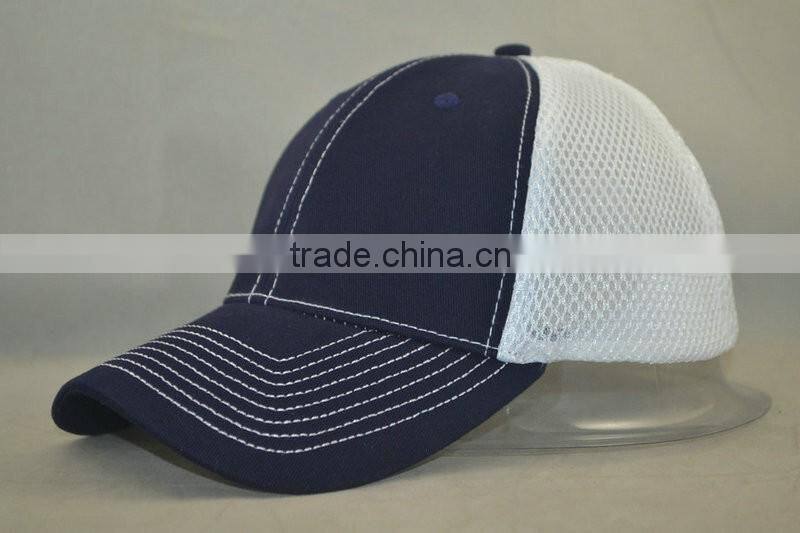 Navy cotton with white mesh cap flex fit style 6panels baseball cap