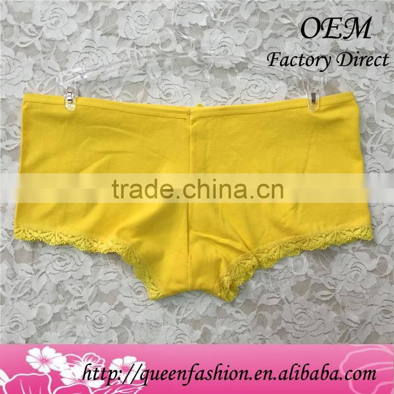 Yellow Lace Women Underwear Lovely boys & girls printing ladies boyshort Flower decorated specially for girls Panty
