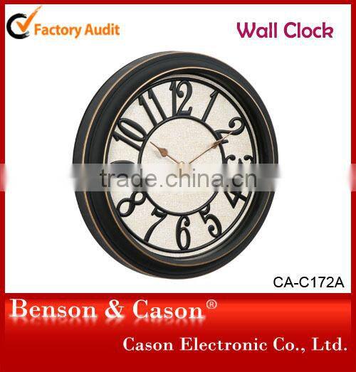 Golden Wall Clocks Plastic Wall Clock CE ROHS Standard