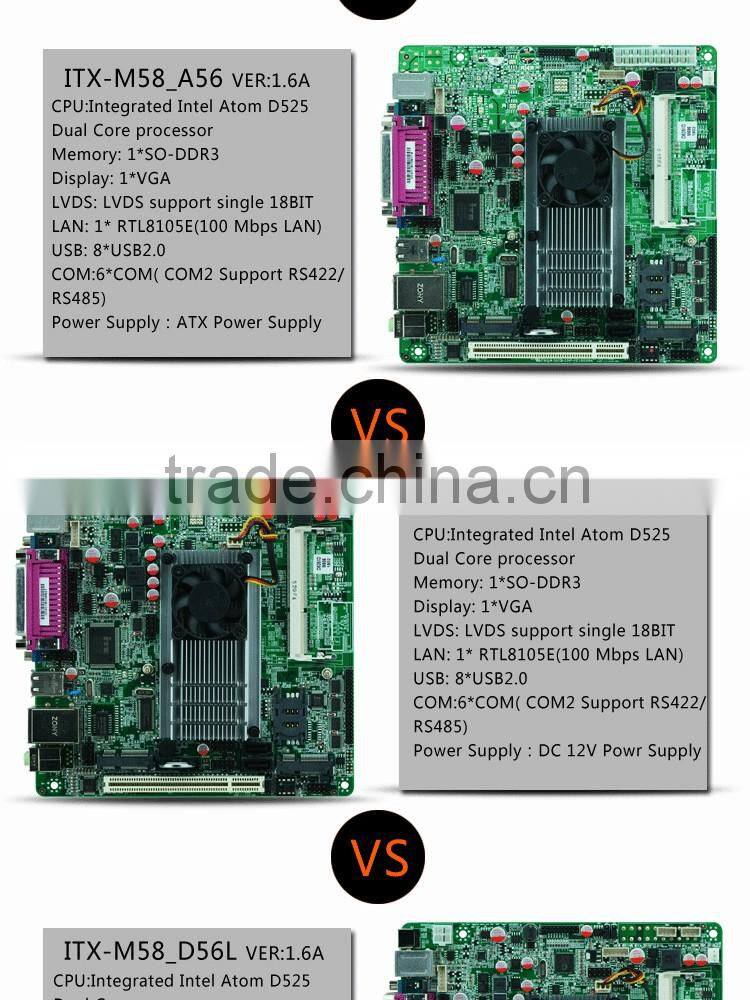 Intel Atom d525 Motherboard pos industrial cheapest mainboard support 18bit lvds