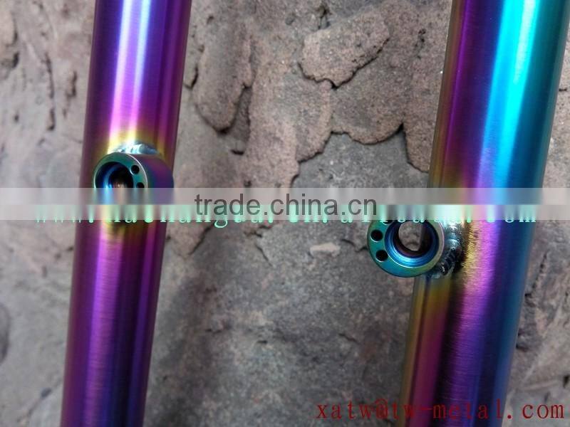 titanium MTB fork with rainbow colour rainbow colour MTB fork