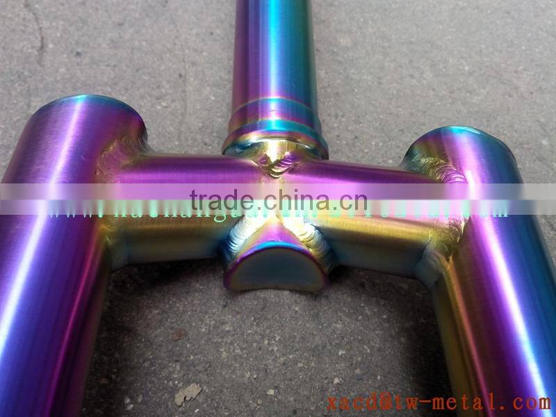 titanium MTB bike front fork with rainbow color mountain bike front fork titanium rainbow color mtb front fork