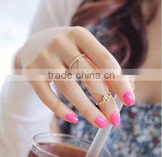 Fashion new design summer 2016 silver chain gold Knuckle rings