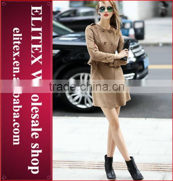 2015 HOT Fashion High quality Brown Lady's fashion women overcoat