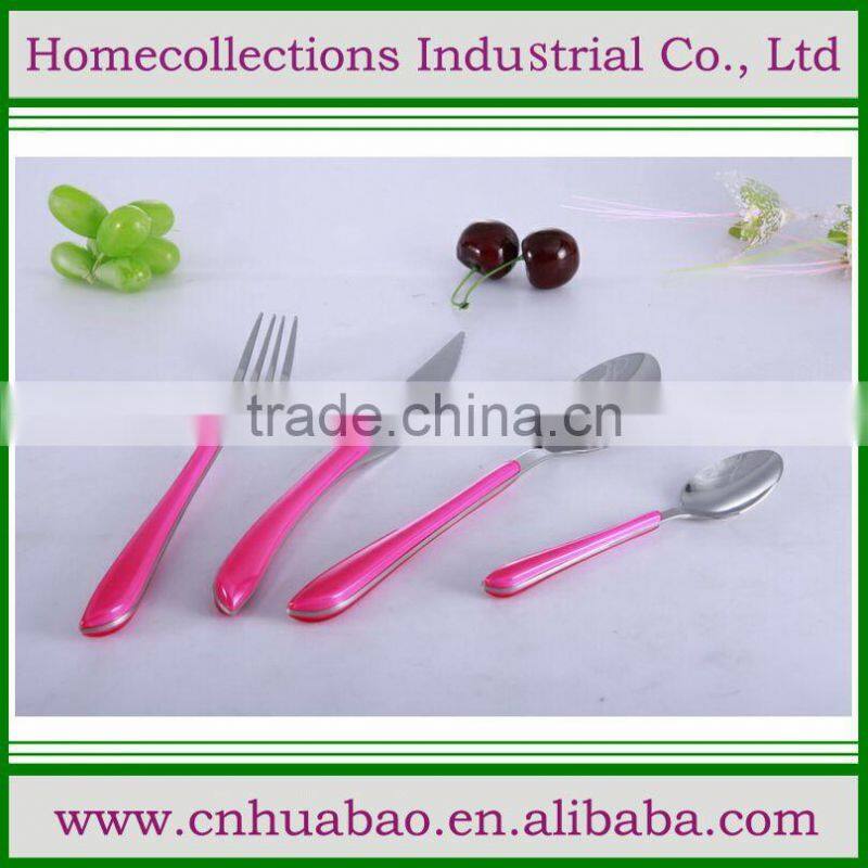 standing cutlery spoon fork knife set with plastic handle with unique design