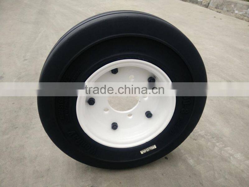 hot sale famous tyre manufacturer with wheels 4.00-8 6.00-9 small trailer solid rubber tires with low price