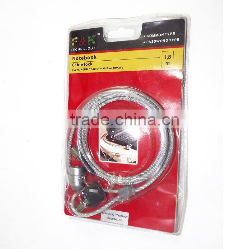 High quality laptop password lock chain cable with two keys, laptop locking cable,