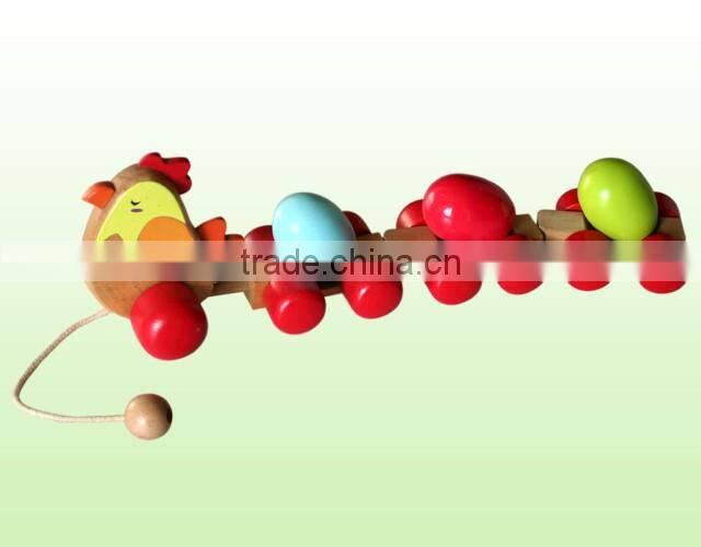 chicken and egg pull along toy;classic wooden construction for hours of fun