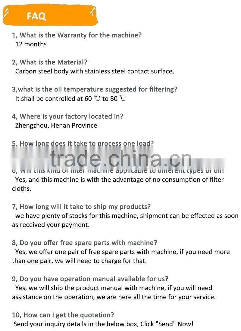 cooking oil filter machine for edible oil filter