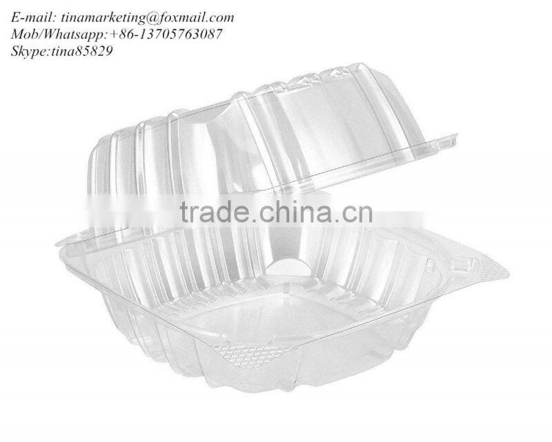 Clear Hinged Plastic Food Take Out To-Go Container,Clamshell Fruit/Cake/Salad Pack Box