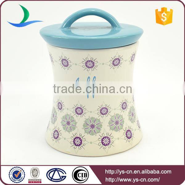 Modern Style Ceramic Storage Containers With Blue Lid