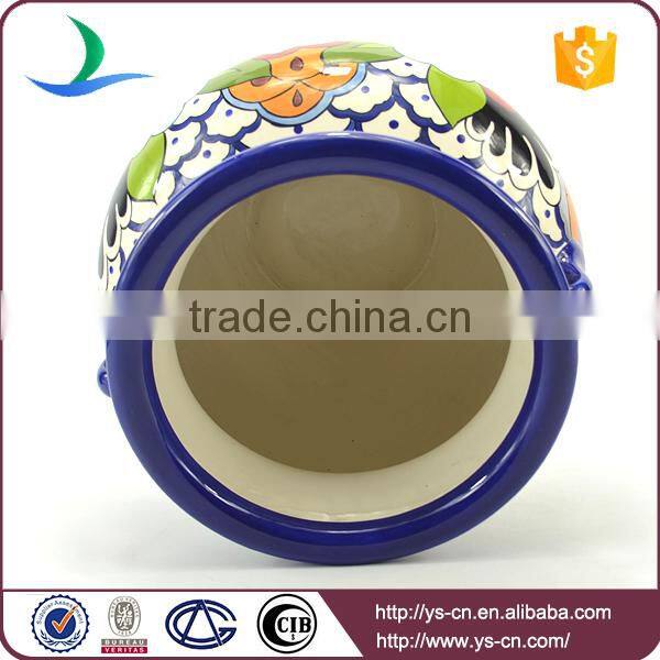 YSfp0002 Morden vintage handmade ceramic flower pot with earhandle